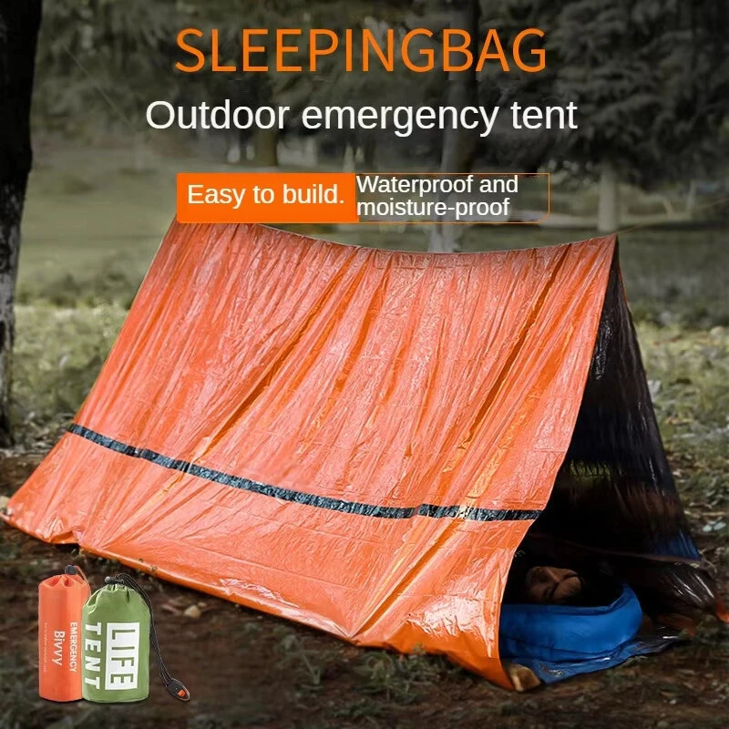 (image for) Portable Outdoor Disaster Relief Tent Camping Temporary Simple Sleeping Bag Warm First Aid Blanket Triangular Tent